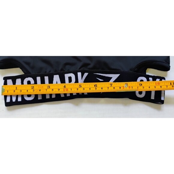 Gymshark Sports Bra Black Cropped Racerback Elastic Band Logo Womens XS/S Gym... - Picture 6 of 7